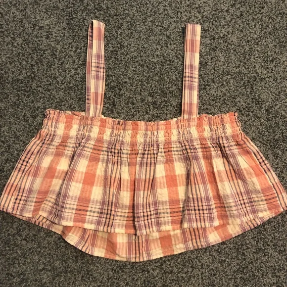 🌸4/$20🌸American Eagle Plaid Cropped Tank Top Size Medium NWOT - Picture 4 of 5